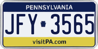 PA license plate JFY3565