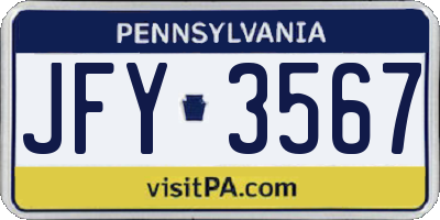 PA license plate JFY3567