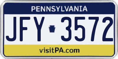 PA license plate JFY3572