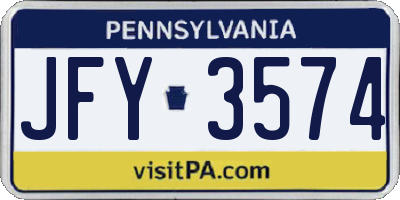 PA license plate JFY3574