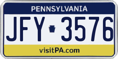 PA license plate JFY3576