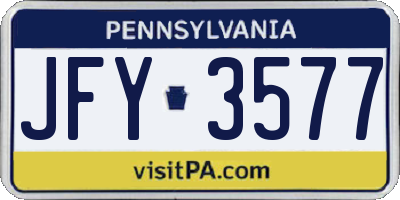 PA license plate JFY3577