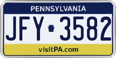 PA license plate JFY3582