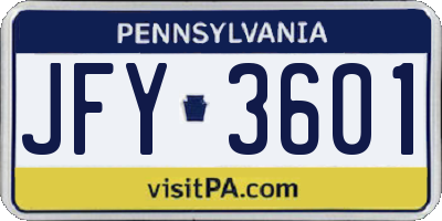 PA license plate JFY3601