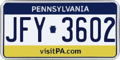 PA license plate JFY3602