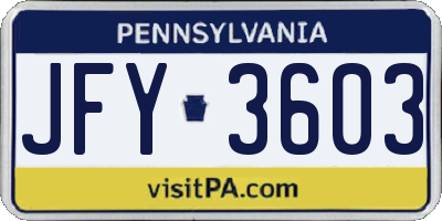 PA license plate JFY3603