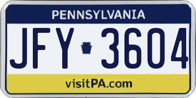 PA license plate JFY3604