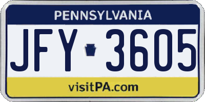 PA license plate JFY3605