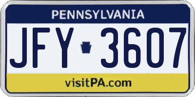 PA license plate JFY3607
