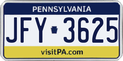 PA license plate JFY3625