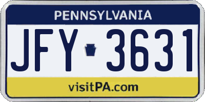 PA license plate JFY3631
