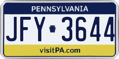 PA license plate JFY3644