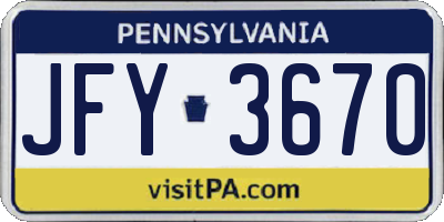 PA license plate JFY3670