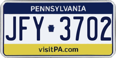 PA license plate JFY3702
