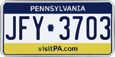 PA license plate JFY3703