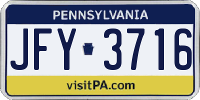 PA license plate JFY3716
