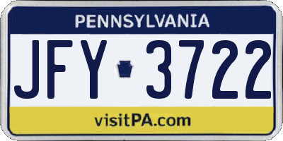 PA license plate JFY3722