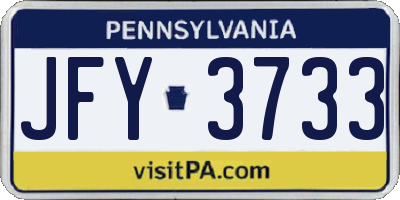 PA license plate JFY3733