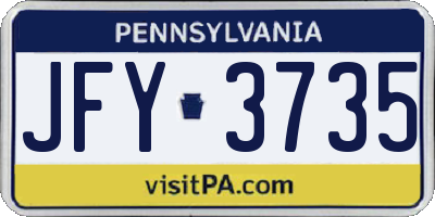 PA license plate JFY3735