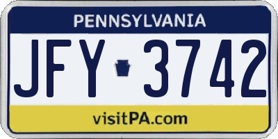 PA license plate JFY3742