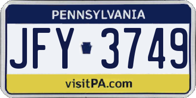 PA license plate JFY3749