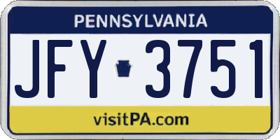 PA license plate JFY3751