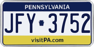PA license plate JFY3752