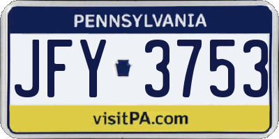 PA license plate JFY3753