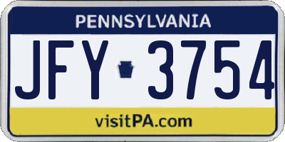PA license plate JFY3754