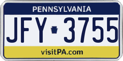 PA license plate JFY3755