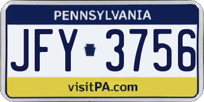 PA license plate JFY3756