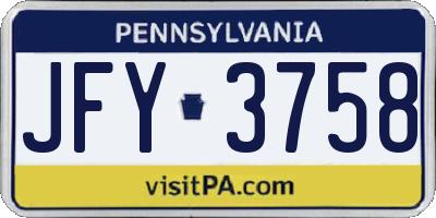 PA license plate JFY3758