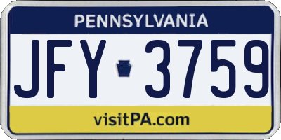 PA license plate JFY3759