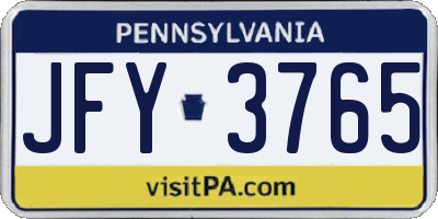 PA license plate JFY3765