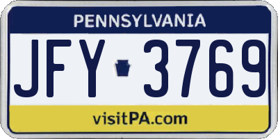 PA license plate JFY3769
