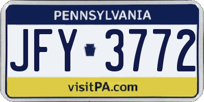PA license plate JFY3772
