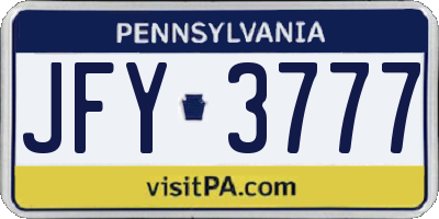 PA license plate JFY3777