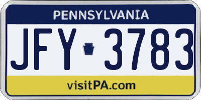 PA license plate JFY3783