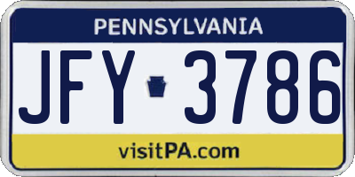 PA license plate JFY3786
