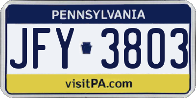 PA license plate JFY3803