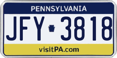 PA license plate JFY3818