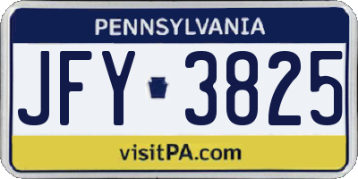 PA license plate JFY3825