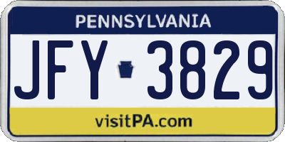 PA license plate JFY3829