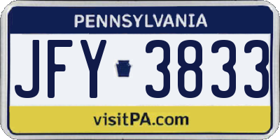PA license plate JFY3833
