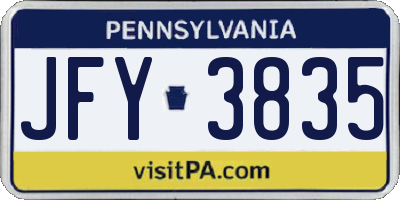 PA license plate JFY3835