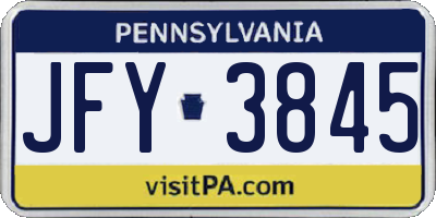 PA license plate JFY3845