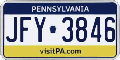 PA license plate JFY3846
