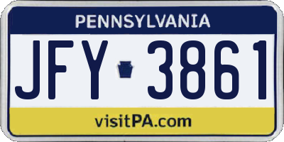PA license plate JFY3861