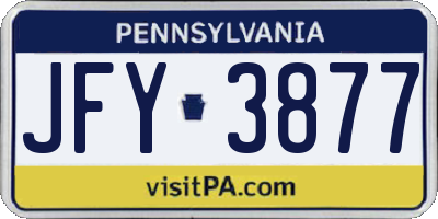 PA license plate JFY3877