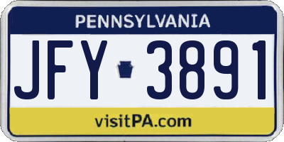 PA license plate JFY3891